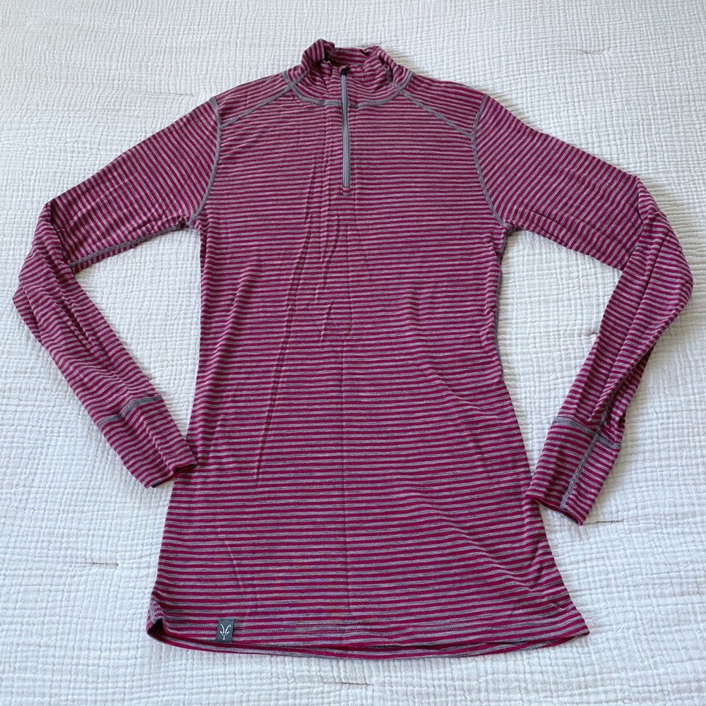Ibex Striped Quarter / Half Zip Pullover Long Sleeve Shirt